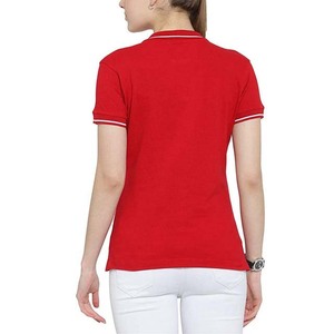 Camiseta de Golf de Manga Corta para Mujer, con Logotipo Personalizado, Tejida, Informal, 100% Algodón, de Secado Rápido, Precio al por Mayor, Color Rojo - Product Image 2