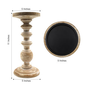 Premium Handmade Customizable Wooden Pillar <b>Candle</b> Holder Set of 2 Mango Wood <b>Candle</b> Stands for Home Decoration & <b>Wedding</b> <b>Gift</b> - Product Image 3