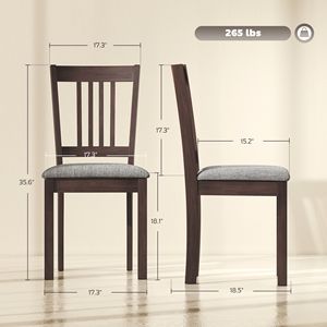Set di 2 Sedie da Pranzo in Lino Grigio Espresso, Sedie da Cucina con Gambe in Legno di Gomma Rimovibili per Soggiorno e Sala da Pranzo - Product Image 3