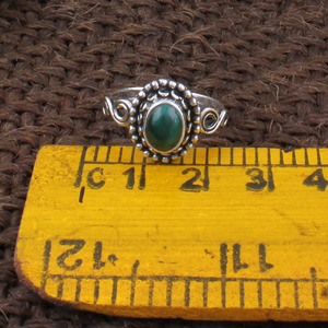 Bague artisanale en argent sterling 925 avec malachite, pierre précieuse naturelle, bordure à pois, style vintage, bijoux de mariage pour femmes - Product Image 4