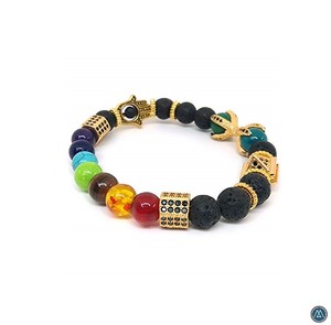 Pulsera de Piedras Preciosas Talladas a Mano con la Pirámide del Shree Yantra, Siete Chakras, Mano de Hamsa y Garra del Destino, para Sanación de Chakras - Product Image 6