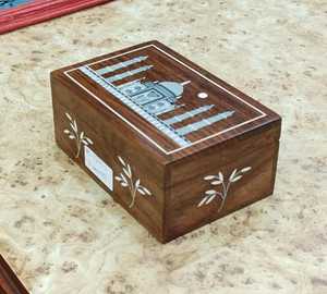 Caja de Joyería de Madera Hecha a Mano con Incrustaciones de Mármol Taj Mahal, Estuche de Almacenamiento, Caja de Regalo para Bodas y Festivales - Product Image 4