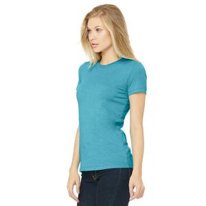 T-shirt unisexe à col en V, coupe ajustée, séchage rapide et respirant, en coton peigné 100% Airlume filé en anneau 32 simple, 4,2 oz, couleur Aqua, avec bandes d'épaule - Product Image 2
