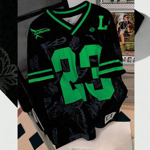 เสื้อเจอร์ซีย์อเมริกันฟุตบอลตาข่ายขนาดใหญ่ลายผีเสื้อ เสื้อผ้าสตรีทแวร์กีฬา ระบายอากาศได้ดี ผลิตจากโพลีเอสเตอร์ รับผลิตตามแบบสำหรับทีม ขายส่ง - Product Image 5