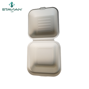 6x6 Plant-based Fiber Material Disposable Customized Biodegradable Bagasse <b>Boxes</b> Waterproof <b>Food</b> Container Hamburger Clamshell - Product Image 4