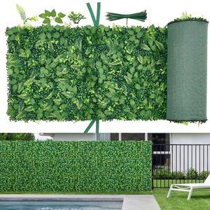 Panneaux muraux en buis artificiel anti-UV, lot de 4, 2 x 8 pieds chacun, protection solaire, fond vert, haie d'intimité - Product Image 1