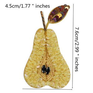 Broches en forme de fruits, faites à la main, brodées, avec sequins et perles, motifs pomme, cerise, citron, orange, fruit du dragon, vente en gros - Product Image 3