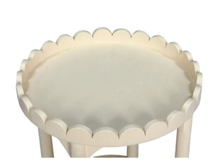 Scalloped Coffee <b>Table</b> <b>Round</b> <b>Side</b> <b>Table</b> Two Tier Accent <b>Table</b> Modern Living Room Furniture - Product Image 4
