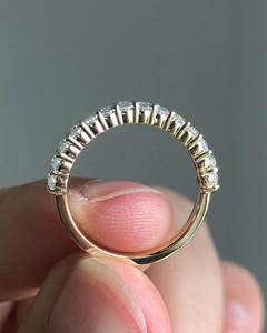 18k <b>Silver</b> Lab Grown Diamond Filled Oval Cut VVS Wedding Band <b>Eternity</b> Engagement <b>Ring</b> with Shared Prong Fine Jewelry - Product Image 4