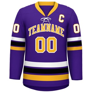 Camiseta de Hockey Personalizada Blanca, Azul y Roja, Sublimada con Nombre y Número del Equipo, Manga Larga, Unisex, Ropa Deportiva de Invierno para Adultos, 100% Poliéster, para Hombre - Product Image 5