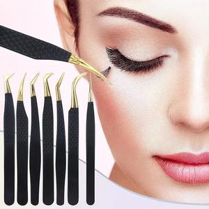 Pince à épiler noire antidérapante pour extensions de cils, pince de haute précision en acier inoxydable pour sourcils, outil de maquillage pour Salon de beauté, 1 pièce - Product Image 1