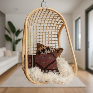 Fauteuil suspendu en rotin pas cher à vendre, chaise suspendue cocon pour extérieur, mobilier de jardin - Product Image 4