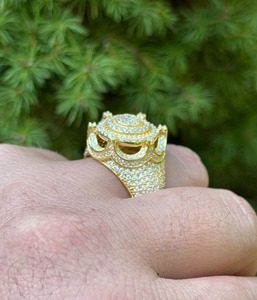 Mens Hip Hop Ring Moissanite King <b>Crown</b> 14k Gold Plated 925 Sterling <b>Silver</b> Bling Jewelry Luxury Design Premium 2.90CT VVS - Product Image 4