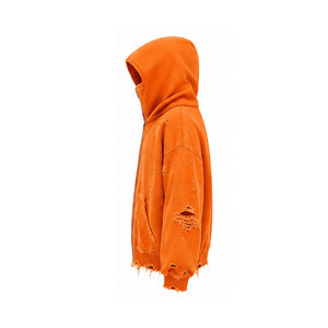 Sweat à capuche cagoule grande taille couleur unie avec logo personnalisé, effet vieilli, couvrant tout le visage, poches latérales, coupe classique - Product Image 6