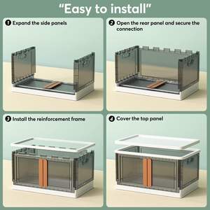 Armario Infantil Aalok, Plegable, de Plástico, con 2 Puertas y 1 Cajón, con Ruedas, Ecológico, Multiusos, para Almacenamiento en el Hogar, Sin Herramientas - Product Image 4