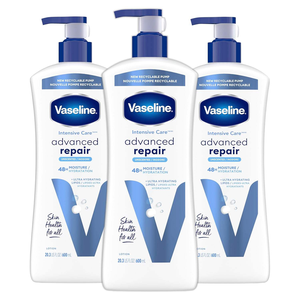 For Vaseline Intensive Care Unscented Advanced Repair Body Lotion Ultra-Hydrating Lipids Extremely Dry Skin <b>Face</b> 20.3 oz Pack 3 - Product Image 1