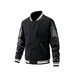 Chaqueta Varsity Personalizada al por Mayor para Hombre, Mezcla de Lana, Mangas de Cuero Genuino, Chaqueta Universitaria Estilo Bomber Vintage WVJ-0047C - Product Image 5