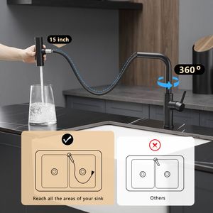 Rubinetto da Cucina Monocomando con Doccetta Estraibile Nero per Lavello - Product Image 4