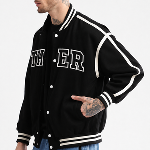 Wholesale Customized Color Size Embroidery Patches Canvas Stand Collar Front Logo Windproof Breathable Winter Vintage Jacket Men - Product Image 3