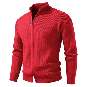 Cardigan en maille unie pour homme, coupe ajustée, col montant, style décontracté, nouvelle collection automne-hiver, version coréenne - Product Image 3