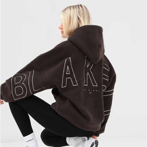 Autumn Heavyweight Women's Fleece Anti-Pilling Oversized <b>Sherpa</b> Sweatshirts Front Printed Thickened Solid Color Pullover <b>Hoodie</b> - Product Image 2