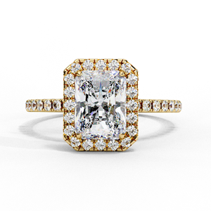 SATANI BROTHERS Bague de fiançailles en moissanite taille radiant 4 carats avec halo et sertissage pavé de luxe - Product Image 3