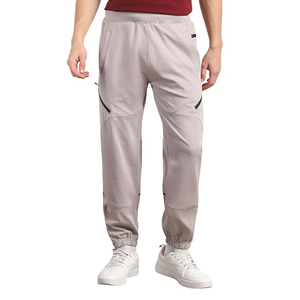 Pantalon de jogging décontracté pour homme à taille élastique avec poches latérales, séchage rapide, en polyester et coton tricoté mi-lourd pour l'automne - Product Image 1