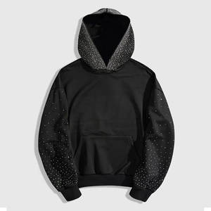 เสื้อฮู้ดดี้ผู้ชายผ้าฝ้ายฟลีซ 100% ตกแต่งด้วยคริสตัล สไตล์สตรีทแฟชั่น สำหรับใส่กลางแจ้งในฤดูหนาว ระบายอากาศได้ดี เป็นมิตรต่อสิ่งแวดล้อม - Product Image 1