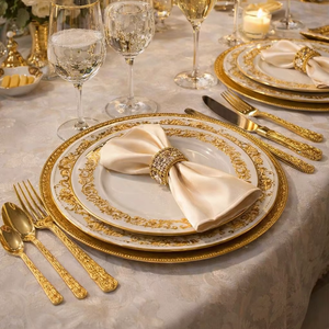 Vajilla para recepción de bodas, suministros para decoración de mesas de banquete, decoración de lujo para mesas de comedor, accesorios para cenas formales, artículos finos - Product Image 5