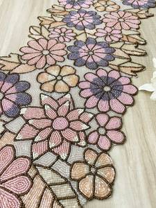 Handmade Oriental Fabric <b>Table</b> <b>Runner</b> Irregular Shape <b>Teal</b> Floral Design Luxury Style Ali Fashion Art AFA01 Mats Pads 5mm Thick - Product Image 5