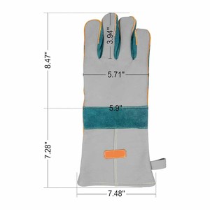 Gants de soudure en cuir pleine fleur et croûte de cuir, nouveau design, avec logo personnalisé, résistants à l'abrasion et à la chaleur, pour la lutte contre les incendies, la grillade et le barbecue - Product Image 6