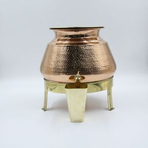 Distributeur d'eau en cuivre pur martelé avec support en laiton et robinet, récipient Matka étanche pour boissons - Product Image 1