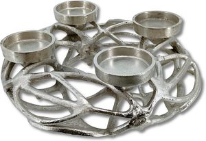 Support de bougie en aluminium argenté Signature Glow à 4 bras, résistant à la chaleur, décoration d'intérieur, candélabre en métal - Product Image 2