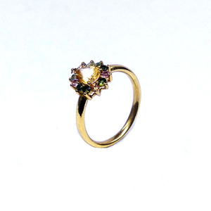 Wedding Wear 925 Sterling Silver Gold Plated Jewelry <b>Citrine</b> Multi Tourmaline Gemstone Women Wear Classic <b>Ring</b> - Product Image 1