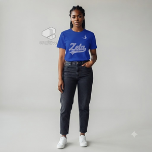 T-shirt pour femme Zeta Phi Beta Sorority, col rond, manches courtes, en jersey de coton bleu, avec strass et motif graphique lettres grecques - Product Image 5
