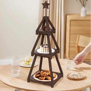 Support à gâteau en bois pour arbre de Noël, plateau de présentation de desserts de Noël, plateau de service sur pied pour fête de Noël, vente en gros du Vietnam - Product Image 2