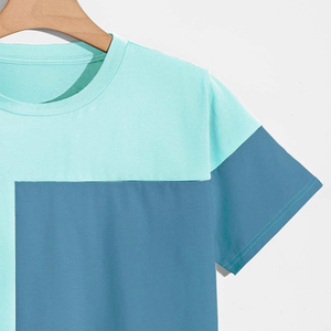 Camisetas de Hombre con Cuello Redondo, Manga Corta, Corte Regular, Tejido de Punto, Diseño Sólido, Color Azul y Verde Menta, Último Diseño - Product Image 4