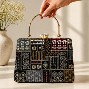 IRYA LIFESTYLE Multicolor Tribal <b>Patchwork</b> Ethnic Embroidery Bead Work Flap Closure High Quality Evening Party Clutch <b>Bag</b> - Product Image 1