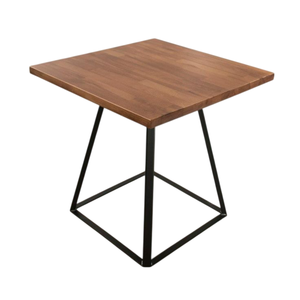 Mesa de Centro Resistente con Base de Metal y Tapa Redonda de Madera, Decorada en Negro y Marrón, Mueble Decorativo para Sala de Estar - Product Image 1