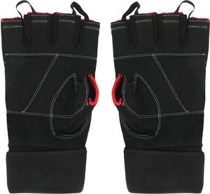 Half <b>Finger</b> Fitness Gloves Black Neoprene Adjustable Wrist <b>Strap</b> for Weight Lifting Gym Unisex - Product Image 3