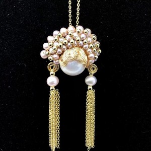 Offre spéciale Fête Nationale : Ensemble collier et boucles d'oreilles style opéra chinois rétro avec perles de culture d'eau douce pour femme - Product Image 3
