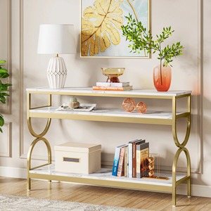 Mesa Consola de Pasillo Convertible de Hierro con Espejo, Diseño de Arco Curvo, Mueble Moderno para Entrada, Uso en Hoteles - Product Image 4