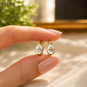Pendientes de Aro con Diamantes en Forma de Lágrima, Chapados en Oro Amarillo de 18K, para Mujer, Joyería Vintage con Moissanita - Product Image 5