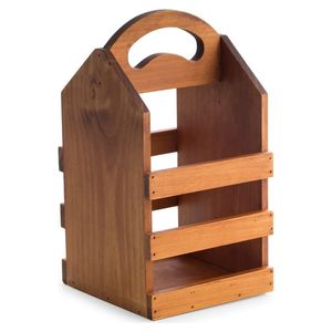 Bottle Bamboo Wine Bottle <b>Rack</b> & Beer Basket Eco-Friendly Carrier with Bottle Opener <b>for</b> Camping Use - Product Image 1