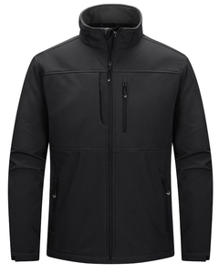 Chaqueta de invierno personalizable de softshell con cuello alto, logo frontal, forro polar cálido, cremallera impermeable para senderismo al aire libre - Product Image 1