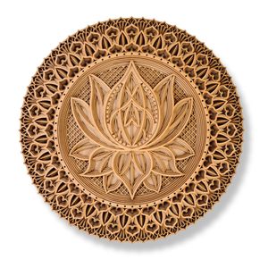 Arte de Pared de Mandala de Loto de Madera Hecho a Mano, Decoración Redonda Cortada con Láser para Colgar en la Pared de la Sala de Estar, Dormitorio, Estudio de Meditación y Yoga - Product Image 2