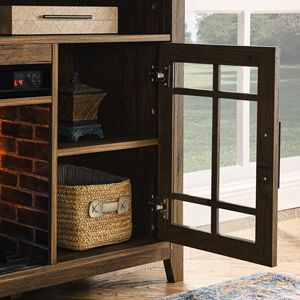 Moderno Soporte para TV de 55 Pulgadas con Chimenea Eléctrica Integrada, Calentador, Color Madera de Granero Reciclada, para Sala de Estar, Estilo Rústico, MDF - Product Image 4