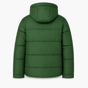 Blouson d'hiver matelassé premium pour homme, capuche réfléchissante intégrée, noir, poches zippées, extérieur lisse, rembourrage chaud, style streetwear moderne - Product Image 2