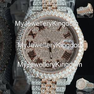 Reloj de Diamantes Moissanite VVS con Movimiento Automático Completo, 42MM, Tono Rosa y Blanco, con Diamantes Incrustados - Product Image 2