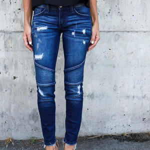 กางเกงยีนส์เดนิมทรงโมเดิร์นสำหรับผู้หญิง ผลิตขายส่ง รับทำโลโก้ OEM สีฟ้าอ่อน - Product Image 5